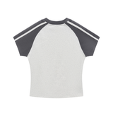 Contrast Stripes Bodycon Raglan  Sleeve T-Shirt